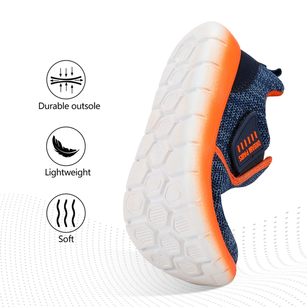 [EZ-Ons MightyMovers] Comfortable Kids Running Shoes - NAVY ORANGE - 5